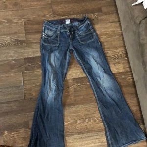 Hydraulic flare jeans